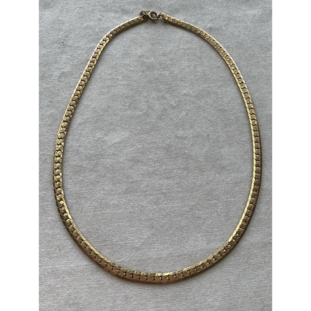 vintage Signed Avon gold-tone herringbone link chain necklace Estate Jewelry